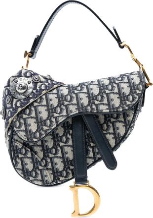Dior 2019 Mini Oblique Canvas Saddle Bag tas - Blauw