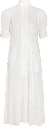 Thierry Colson Venetia Embroidered Cotton Midi Shirt Dress - White - S (UK8-10 / S)