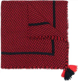 Givenchy 1980s geometric pattern wool scarf - unisex - Wool - One Size - Red