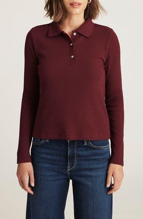 Mavi Long Sleeve Rib Polo Sweater in Zinfandel at Nordstrom, Size Medium