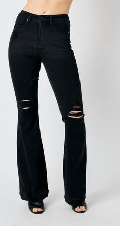 Judy Blue Tummy Control Trouser Flare In Black