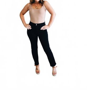 Kancan Quiet Authority High-Rise Slim Straight Jeans In Black
