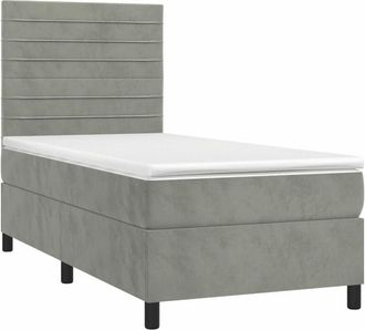 vidaXL Cama Box Spring Colch&oacute;n Y Led Terciopelo Gris Claro 80x200 Cm Vidaxl