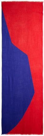 Akris High Plains Cashmere Fringe Scarf in Vermillion-Lapis Blue at Nordstrom