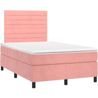 vidaXL Vidaxl - Cama Box Spring Con Colch&oacute;n Y Led Terciopelo Rosa 120x190 Cm