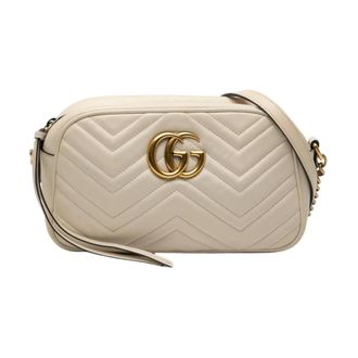 Gucci Pre-owned Cross Body Bags, female, White, Size: ONE SIZE Pre-owned Chevron Leather Crossbody Bag