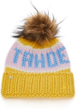 Lele Sadoughi Tahoe Faux Fur PomPom Beanie in Sunshine Multi at Nordstrom