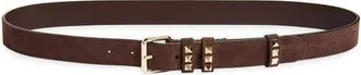 Valentino Garavani Rockstud Suede Belt in Brown at Nordstrom, Size 100