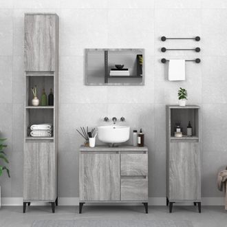 Berkfield Home 3 Piece Bathroom Cabinet Set Grey Sonoma Engineered Wood