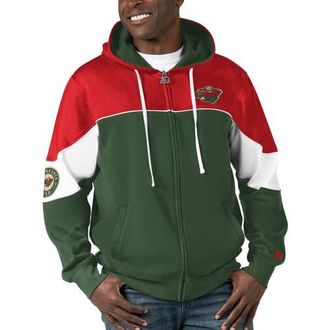 Starter Mens Starter Green/Red Minnesota Wild Power Forward Full-Zip Hoodie at Nordstrom, Size Medium