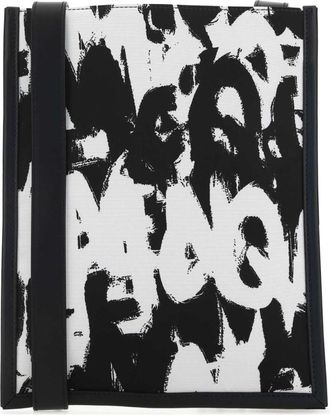 Alexander McQueen BlackWhite Printed Nylon Crossbody Bag