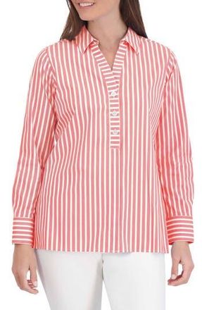 Foxcroft Pamela Stripe Blouse in Tangerine at Nordstrom Rack, Size 4