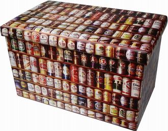 Biscottini International Puf De Almacenamiento De Piel Sint&eacute;tica 36x60x36 Cm Caja De Almacenamiento Con Tapa Cubo De Almacenamiento Puf Plegable