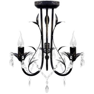 vidaXL L&aacute;mpara De Ara&ntilde;a, Candelabro Negro Estilo Art Nouveau, 3 X E14 Vidaxl