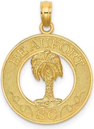 Diamond2Deal 14k Yellow Gold BEAUFORT SC Palm Tree Charm Pendant