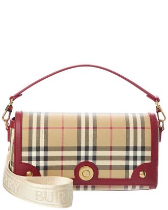 Burberry Note Small Check E-Canvas & Leather Shoulder Bag