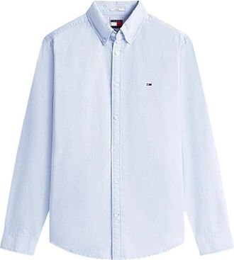 Tommy Hilfiger Oxford Overhemd met Geborduurd Logo - Heren - Casual Overhemden - Blauw - XL - Katoen - Overhemden