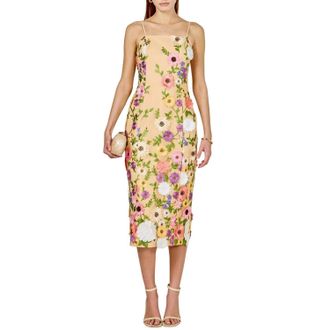 endless rose Floral Embroidered Midi Dress In Multicolor