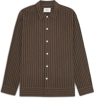 Nn.07 Reed Organic Cotton Shirt Jacket in Brown Stripe at Nordstrom, Size Xx-Large