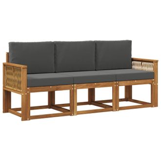 vidaXL Conjunto De Sof&aacute;s De Exterior 3 Pcs Natural Y Antracita Vidaxl