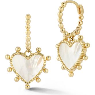 Ember Fine Jewelry 14K Gold Mother of Pearl Heart Drop Earrings at Nordstrom Rack