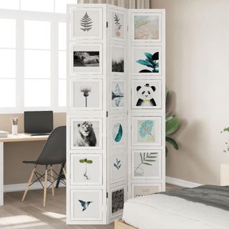 Berkfield Home Room Divider 3 Panels White Solid Wood Paulownia