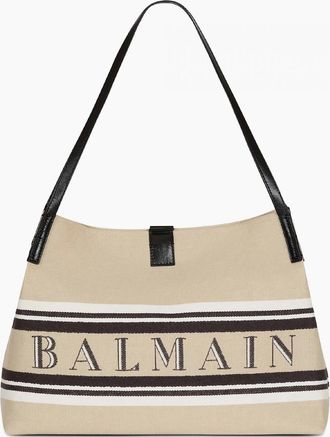 Balmain Womens Release Canvas Shopper Cream - Size: OS