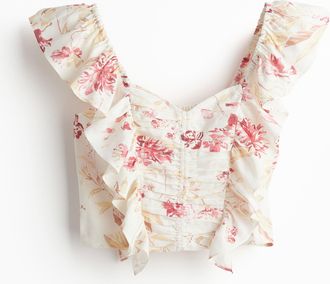 H&M Kurzbluse aus Leinenmix - White