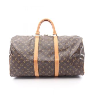 Louis Vuitton Brown Coated Canvas Leather Boston Bag (Pre-Owned)