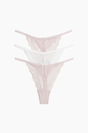 H&M 3er-Pack Tangas aus Spitze - Pink