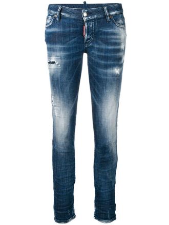 Dsquared2 distressed skinny jeans - women - Cotton/Spandex/Elastane/Polyester/Cotton - 40 - Blue