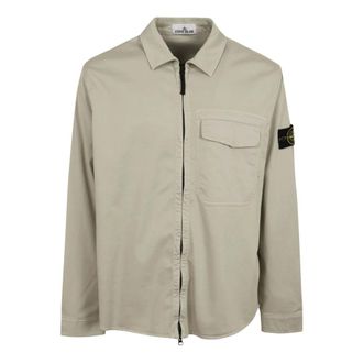 Stone Island Casual Shirts, male, Gray, Size: XL Short Sleeve Overshirt