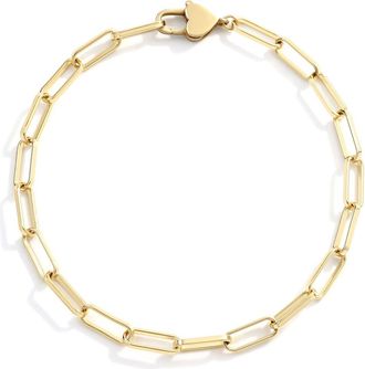 Mint & Lily Heart Padlock Bracelet in 18K Gold Plated at Nordstrom, Size 7.5