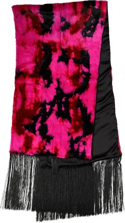 Dolce & Gabbana Womens Pink Black Faux Fur Neck Wrap Fringes 200cm X 59cm Scarf Lapin