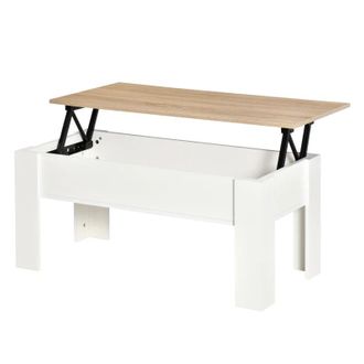 TJ Hughes Lift Top Coffee Table with Hidden Storage Compartment - Lift Tabletop Pop-Up Centre Table for Living Room - TJ Hughes