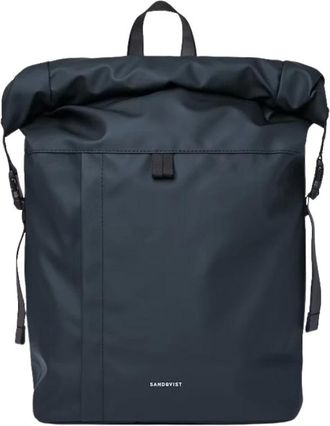 Sandqvist Tassen, Dames, Blauw, ONE Size, Leer, Konrad Rolltop Rugzak