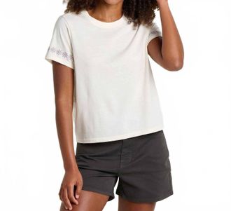 Toad & Co Re-Form Embroidered Crew Shirt In Salt Embroidery