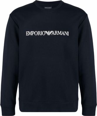 Emporio Armani Blue Logo cotton blend sweatshirt
