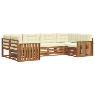 vidaXL Conjunto De Sof&aacute;s De Exterior Con Coj&iacute;n 6 Pcs Natural Y Crema Vidaxl