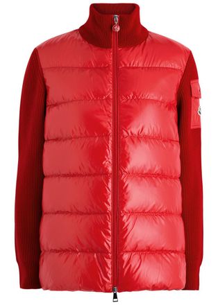 Moncler Quilted Shell and Wool Jacket - Red - M (UK 12 / M)
