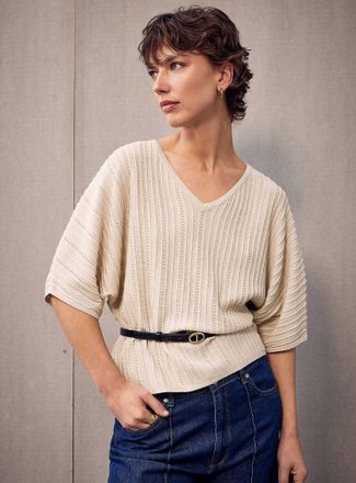 b.young Womens Shimmering loose-fit textured sweater