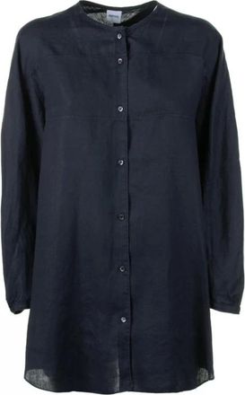 Aspesi Band Collar Button-Up Shirt - Dames - Overhemden - Blauw - S - Overhemden