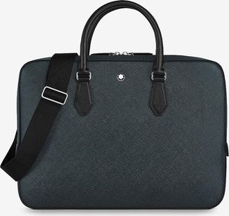 Montblanc Aktentasche aus Saffianoleder Sartorial Slim Tweed Blue