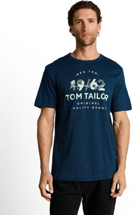 Tom Tailor T-Shirt TOM TAILOR, Herren, Gr. XXL, navy blau petrol injected, Single Jersey, Obermaterial: 100% Baumwolle, bedruckt, regular fit normal, Rundhals, S