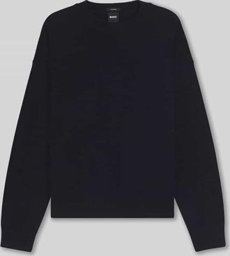 HUGO BOSS Relaxed Fit Strickpullover aus reinem Kaschmir Modell FASCONA in Marine, Größe XXL