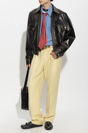 Versace Linen Shirt With Pockets, Mens, Blue