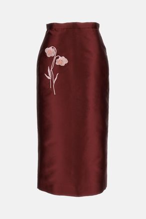 Erdem Gonna Midi A Matita Con Ricamo Mikado
