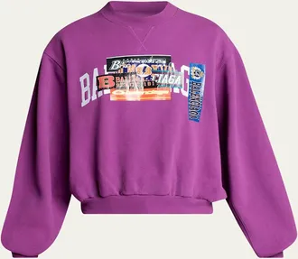 Balenciaga Mens Overlapping Logo Crewneck Sweatshirt