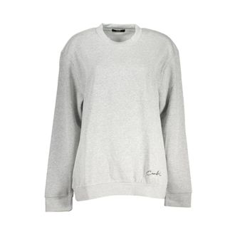 Cavalli Grijs geborduurd sweatshirt met ronde hals - Dames - Sweatshirts - Grijs - XS - Katoen - Hoodies & sweatvesten