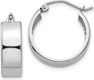 Diamond2Deal 10k White Gold Round Shape Fancy Hoop Earrings